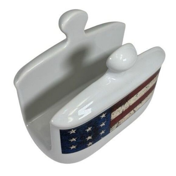 Colonial Napkin Holder American Flag Patriotic 1997 Sakura Warren Kimble USA - Picture 10 of 11